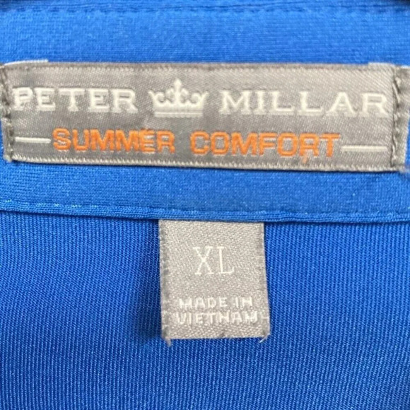 Peter Millar Summer Comfort Golf Polo, Size‎ XL, Blue w Native American Logo - Picture 2 of 10